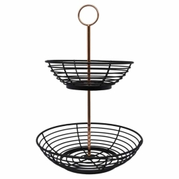 Φρουτιέρα Μεταλλική 2 Θέσεων 794003 28,5x28.5x42cm Black Ankor Μέταλλο