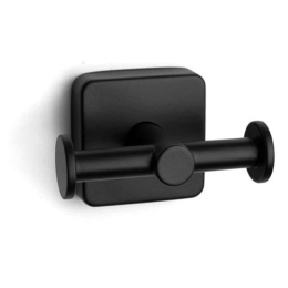 Άγκιστρο Μπάνιου Διπλό Quattro 4222 55 9x5,5x6cm Black Karag Ανοξείδωτο Ατσάλι
