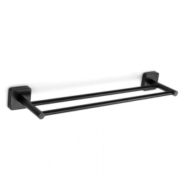 Κρεμάστρα Πετσέτας Διπλή Quattro 4252 55 50cm Black Karag Ανοξείδωτο Ατσάλι