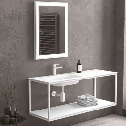 Βάση Νιπτήρα New Sospeso NEWB135B 135×46×50cm White Karag Ανοξείδωτο Ατσάλι