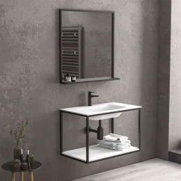 Βάση Νιπτήρα New Sospeso NEWB80N 80×46×50cm Black Karag Ανοξείδωτο Ατσάλι