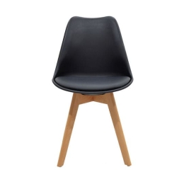 Καρέκλα Gaston pakoworld PP-PU μαύρο-φυσικό πόδι 53.5x48.5x83εκ