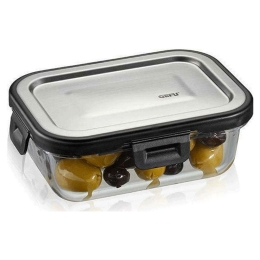 Δοχείο Φαγητού Ορθογώνιο Milo GEFU-12751 400ml 15,4x11,3x5,6cm Clear-Silver Gefu Γυαλί