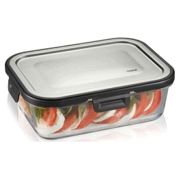 Δοχείο Φαγητού Ορθογώνιο Milo GEFU-12753 1000ml 20,7x15,5x6,9cm Clear-Silver Gefu Γυαλί
