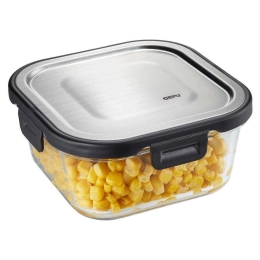 Δοχείο Φαγητού Τετράγωνο Milo GEFU-12757 800ml 15,4x15,4x7,7cm Clear-Silver Gefu Γυαλί