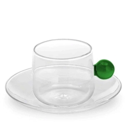 Φλυτζάνι Τσαγιού Bilia BA00713 220ml Green-Clear Zafferano Γυαλί