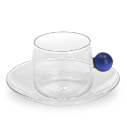 Φλυτζάνι Καφέ Bilia BA00807 120ml Blue-Clear Zafferano Γυαλί