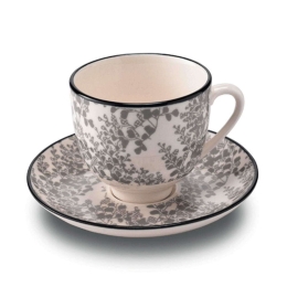 Φλυτζάνι Καφέ Με Πιατάκι Tue TU01014 140ml Grey Zafferano Κεραμικό
