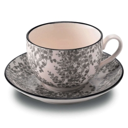 Φλυτζάνι Τσαγιού Με Πιατάκι Tue TU01114 270ml Grey Zafferano Κεραμικό