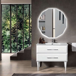 Έπιπλο Μπάνιου Νιπτήρα Cleide Με Καθρέπτη Gena 102x47x83cm/100x100cm White Matte Bluelife Mdf