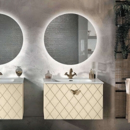 Έπιπλο Μπάνιου Νιπτήρα Coco Με Καθρέπτη Betty 82x47x53cm/Φ80cm Ivory Bluelife Mdf
