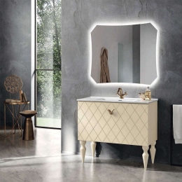 Έπιπλο Μπάνιου Νιπτήρα Coco Με Καθρέπτη Fina 102x47x83cm/100x80cm Ivory Bluelife Mdf