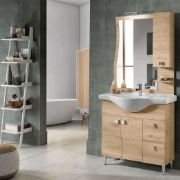 Έπιπλο Μπάνιου Νιπτήρα Με Καθρέπτη Onda 105x51x195cm Natural Oak Bluelife Μελαμίνη
