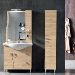 Έπιπλο Μπάνιου Νιπτήρα Με Καθρέπτη Onda 85x51x195cm Natural Oak Bluelife Μελαμίνη