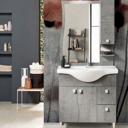 Έπιπλο Μπάνιου Νιπτήρα Με Καθρέπτη Onda 85x51x195cm Light Grey Bluelife Μελαμίνη