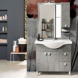 Έπιπλο Μπάνιου Νιπτήρα Με Καθρέπτη Onda 75x51x195cm Light Grey Bluelife Μελαμίνη