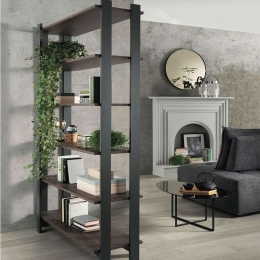 Βιβλιοθήκη Arti 124x37x200cm Anthracite-Teak Capodarte
