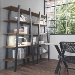 Βιβλιοθήκη Diana 90x38,5x180cm Anthracite-Teak Capodarte
