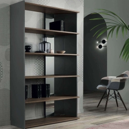 Βιβλιοθήκη Julio 104x35x185cm Anthracite-Teak Capodarte