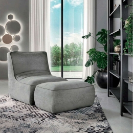 Πολυθρόνα Με Υποπόδιο (Σετ 2Τμχ) Caroline 75x84x88cm/80x50x38cm Light Grey Capodarte