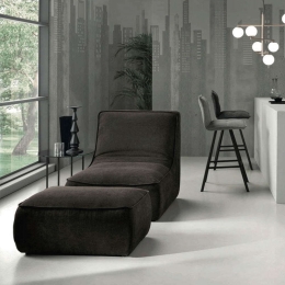 Πολυθρόνα Με Υποπόδιο (Σετ 2Τμχ) Caroline 75x84x88cm/80x50x38cm Brown Capodarte
