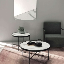 Τραπεζάκι Σαλονιού Chris Φ80x38cm White-Marble Capodarte