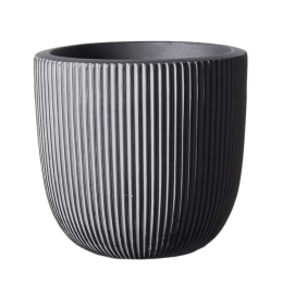 Κασπώ Πήλινο Στρογγυλό Stripe XL D-4940-8 44x44x36,5cm Grey Supergreens Πηλός