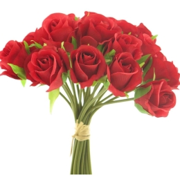Τεχνητό Μπουκέτο Τριαντάφυλλο 9531-7 20x23cm Red Supergreens Πολυέστερ