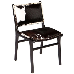 Καρέκλα Δερμάτινη Teak Αγελάδα 7900-1 66x55x97cm Black-White Supergreens