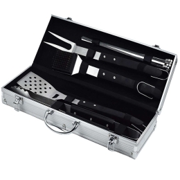 Eργαλεία Barbeque Σε Κασετίνα (Σετ 10Τμχ) V0182 Inox-Black Kaiser Ανοξείδωτο Ατσάλι