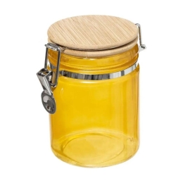 Βάζο Αποθήκευσης Γυάλινο 181809C 750ml Yellow 5Five Simply Smart Ξύλο,Πορσελάνη