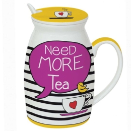 Κούπα Με Κουτάλι Need More Tea 100ΝΕΤΕ 300ml Multi Easy Life Πορσελάνη