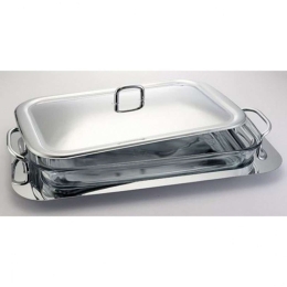 Πυρίμαχο Σκεύος Με Βάση Και Καπάκι 723009 45,5x27x6,5cm Inox Marva Γυαλί