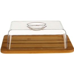 Τυριέρα Με Καπάκι 111534 26x20x7,3cm Natural-Clear Marva Ακρυλικό,Bamboo