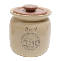 Μπισκοτιέρα Artisan 680053 16,5x16,5x20cm Beige Marva Κεραμικό