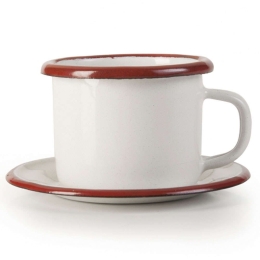 Φλυτζάνι Καφέ Με Πιατάκι (Σετ 2Τμχ) Bordeaux 908405 White-Bordeaux Ibili Εμαγιέ