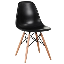 Καρέκλα Art Wood ΕΜ123,2W Black 46x52x82cm Σετ 4τμχ Ξύλο,Πολυπροπυλένιο