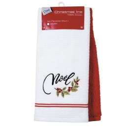 Ποτηρόπανα Σετ 2τμχ Christmas 0584 White-Red Das Home 40x60cm