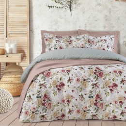 Παπλωματοθήκη Prestige 1652 (Σετ 3τμχ) Pink-Green-White Das Home Υπέρδιπλο 220x240cm 100% Βαμβακοσατέν