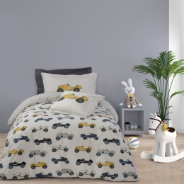 Σεντόνια Παιδικά 4799 (Σετ 4τμχ) Ecru-Blue-Grey-Ochre Das Home Μονό 170x250cm 100% Βαμβάκι