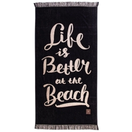 Πετσέτα Θαλάσσης 3638 Black-White Greenwich Polo Club Θαλάσσης 90x170cm 100% Βαμβάκι