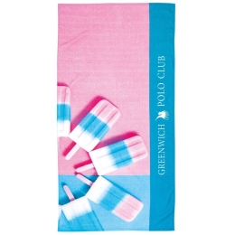 Πετσέτα Θαλάσσης Παιδική 3721 Pink-Blue-Mint Greenwich Polo Club Θαλάσσης 70x140cm 100% Βαμβάκι
