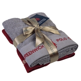 Πετσέτες 2662 (Σετ 2τμχ) Grey-Bordo Greenwich Polo Club Σετ Πετσέτες 50x90cm 100% Βαμβάκι