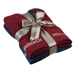 Πετσέτες 2665 (Σετ 2τμχ) Bordo-Blue Greenwich Polo Club Σετ Πετσέτες 50x90cm 100% Βαμβάκι