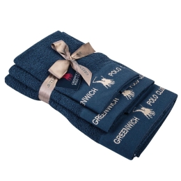 Πετσέτες 2666 (Σετ 3τμχ) Blue Greenwich Polo Club Σετ Πετσέτες 70x140cm 100% Βαμβάκι