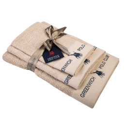 Πετσέτες 2668 (Σετ 3τμχ) Beige Greenwich Polo Club Σετ Πετσέτες 70x140cm 100% Βαμβάκι
