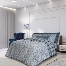 Σεντόνια 2118 (Σετ 3τμχ) Blue-White-Beige Greenwich Polo Club Μονό 170x260cm 100% Βαμβάκι