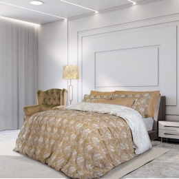 Σεντόνια 2121 (Σετ 4τμχ) Gold-White Greenwich Polo Club Υπέρδιπλο 240x260cm 100% Βαμβάκι