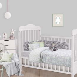 Σεντόνια Βρεφικά 4823 (Σετ 3τμχ) Grey-Green Das Baby Κούνιας 130x170cm 100% Βαμβάκι