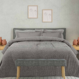 Κουβέρτα Πικέ 1207 Ecru-Grey Das Home Υπέρδιπλo 220x240cm 100% Βαμβάκι